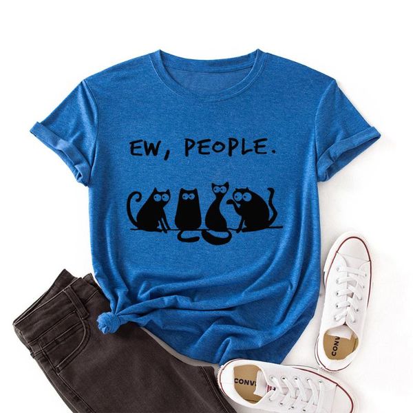 women's t-shirt ew people cute cats print summer women tshirt hipster harajuku graphic tee cotton loose shirt streetwear, White
women's t-shirt ew people cute cats print summer women tshirt hipster harajuku graphic tee cotton loose shirt streetwear, White