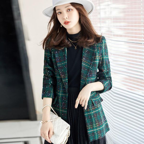 women's suits & blazers s-3xl plus size 2021 autumn and winter retro plaid long-sleeved ladies jacket casual professional office suit, White;black
women's suits & blazers s-3xl plus size 2021 autumn and winter retro plaid long-sleeved ladies jacket casual professional office suit, White;black