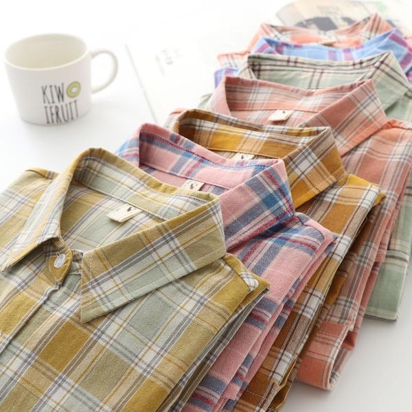 women's blouses & shirts 2021 korean style plaid classic loose blouse women daily all-match cute fashion vintage shirt sun-proof clothi, White 
women's blouses & shirts 2021 korean style plaid classic loose blouse women daily all-match cute fashion vintage shirt sun-proof clothi, White