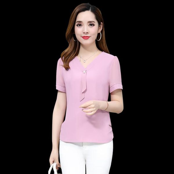 women spring summer style chiffon blouses shirts lady casual short sleeve v-neck blusas rr0041 women's &, White
women spring summer style chiffon blouses shirts lady casual short sleeve v-neck blusas rr0041 women's &, White