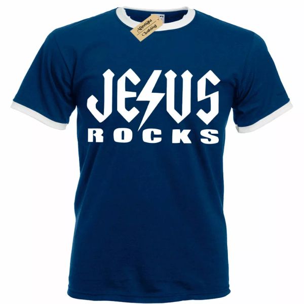 jesus rocks christian t-shirt christian religious gift t shirt ringer, White;black
jesus rocks christian t-shirt christian religious gift t shirt ringer, White;black