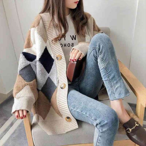 loose knitted cardigan oversized womens sweater women korean single breasted pockets outerwear harajuku plaid print sweaters, White;black
loose knitted cardigan oversized womens sweater women korean single breasted pockets outerwear harajuku plaid print sweaters, White;black