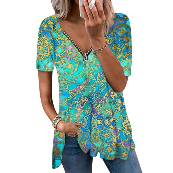 women's t-shirt 2021 women summer short sleeve woman loose t shirts casual vintage print tee shirt fashion v neck zipper pullover, White
women's t-shirt 2021 women summer short sleeve woman loose t shirts casual vintage print tee shirt fashion v neck zipper pullover, White