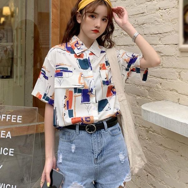women retro blouses short sleeve turn-down collar chiffon shirt casual blouse streetwear women's & shirts, White
women retro blouses short sleeve turn-down collar chiffon shirt casual blouse streetwear women's & shirts, White