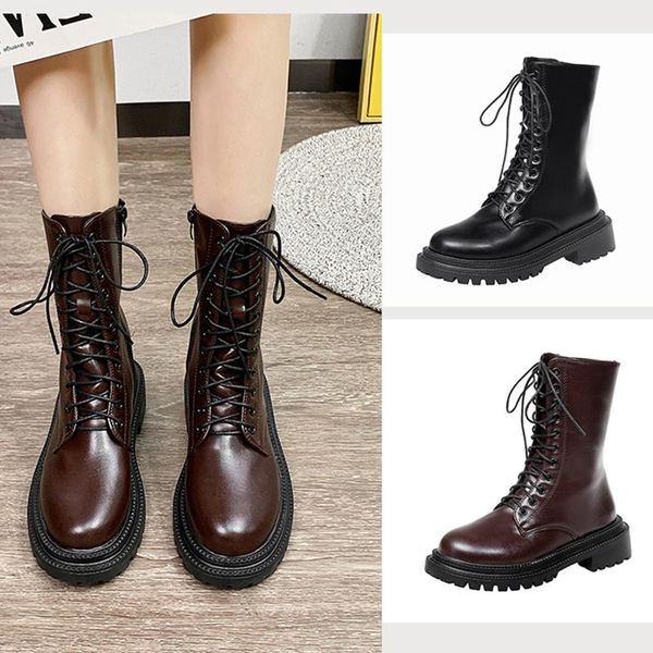 boots fashion brown pu leather motorcycle woman 2021 autumn winter shoes punk short booties women lace up combat ankle, Black
boots fashion brown pu leather motorcycle woman 2021 autumn winter shoes punk short booties women lace up combat ankle, Black
