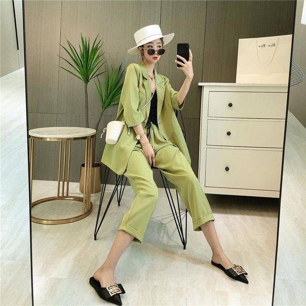 women's tracksuits fashion ol style back split blazers jacket elastic pants two pieces set vintage single breasted casual sets loose su, Gray
women's tracksuits fashion ol style back split blazers jacket elastic pants two pieces set vintage single breasted casual sets loose su, Gray