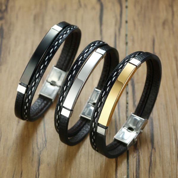 new fashion leather rope jewelry simple non-mainstream design stainless steel bracelet pu leather rope braceletdio chan contact, Silver
new fashion leather rope jewelry simple non-mainstream design stainless steel bracelet pu leather rope braceletdio chan contact, Silver