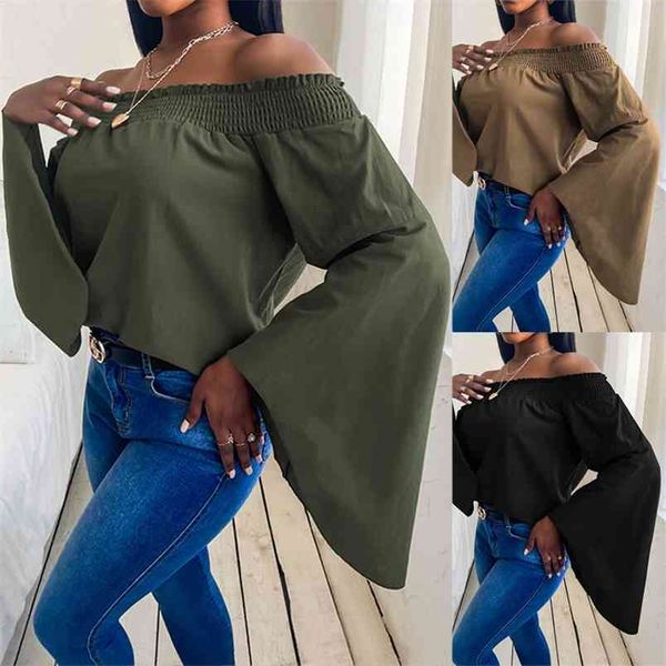 spring fashion t-shirt slash neck folds lantern sleeve elegant pullover loose casual solid color lady tees 210517, White
spring fashion t-shirt slash neck folds lantern sleeve elegant pullover loose casual solid color lady tees 210517, White