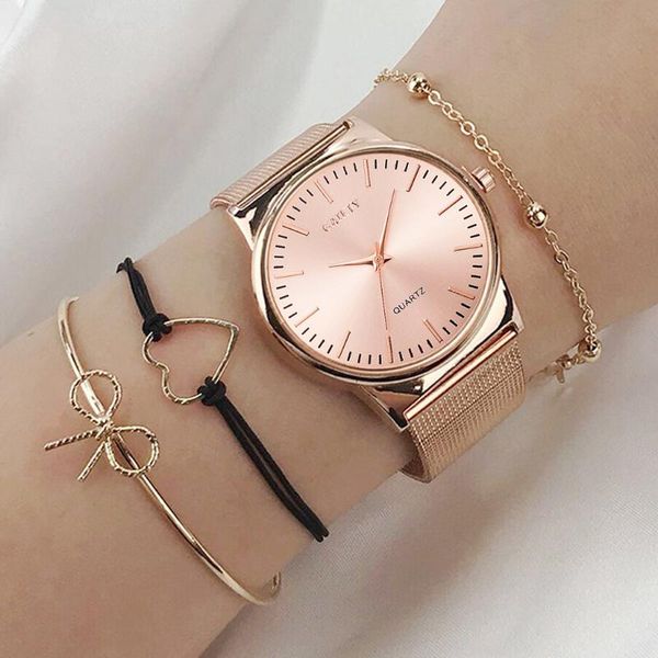 wristwatches 2021 women 4pcs set watch luxury alloy mesh belt analog ladies quartz wrist fashion bracelet relogio feminino, Slivery;brown
wristwatches 2021 women 4pcs set watch luxury alloy mesh belt analog ladies quartz wrist fashion bracelet relogio feminino, Slivery;brown