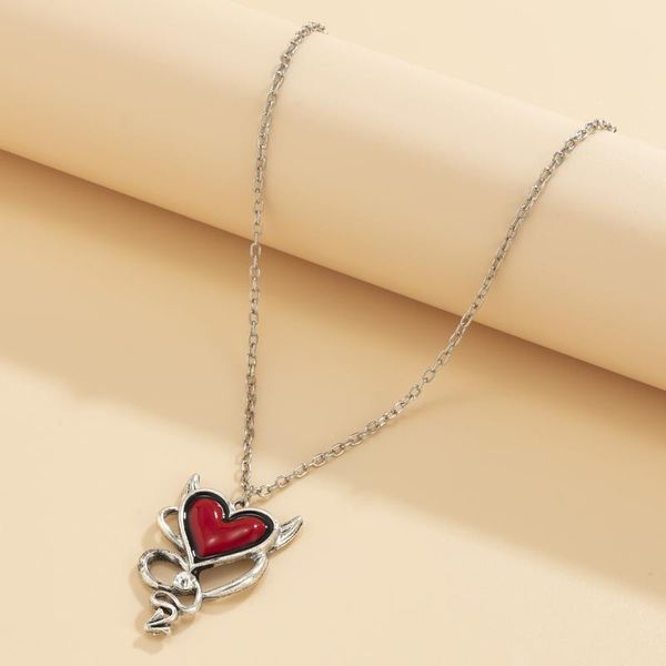 pendant necklaces punk red heart necklace for women hip-hop devil love halloween party fashion jewelry gifts, Silver
pendant necklaces punk red heart necklace for women hip-hop devil love halloween party fashion jewelry gifts, Silver