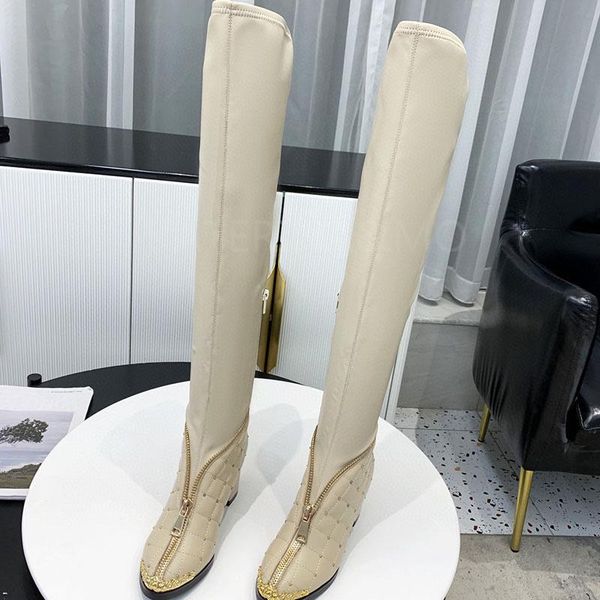boots -selling brand metal zipper pointed design knee high women genuine leather toe chunky heel long, Black
boots -selling brand metal zipper pointed design knee high women genuine leather toe chunky heel long, Black