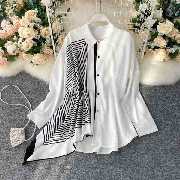 spring autumn vintage blouse women loose long sleeve irregular clothing woman streetwear geometric pattern 210525, White
spring autumn vintage blouse women loose long sleeve irregular clothing woman streetwear geometric pattern 210525, White
