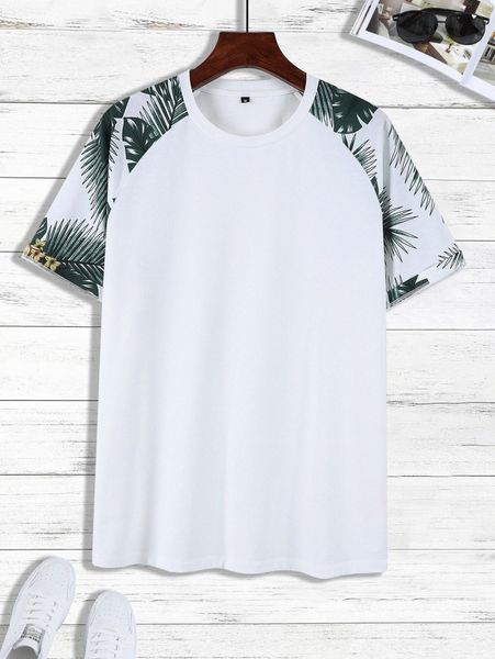 men contrast tropical raglan sleeve tee c1d0#, White;black
men contrast tropical raglan sleeve tee c1d0#, White;black