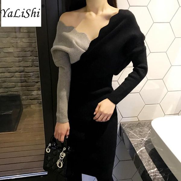 casual dresses 2021 winter women sweater v-neck patchwork batwing sleeve bandage knitted dress vintage party bodycon pencil midi, Black;gray
casual dresses 2021 winter women sweater v-neck patchwork batwing sleeve bandage knitted dress vintage party bodycon pencil midi, Black;gray