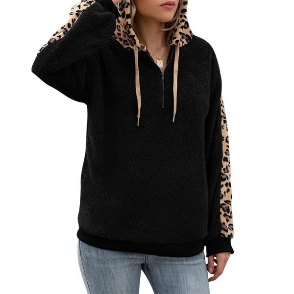 women's jackets 2021 fashion autumn winter plush warm jacket coat women padded leopard print casual hooded long sleeve femme overcoat, Black;brown
women's jackets 2021 fashion autumn winter plush warm jacket coat women padded leopard print casual hooded long sleeve femme overcoat, Black;brown