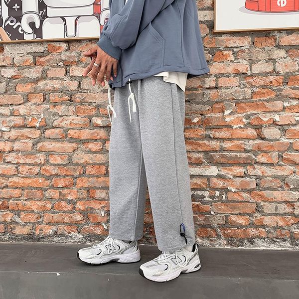 men solid color casual pants korean harajuku streetwear straight leg wide mens retro trousers ankle-length men's, Black
men solid color casual pants korean harajuku streetwear straight leg wide mens retro trousers ankle-length men's, Black