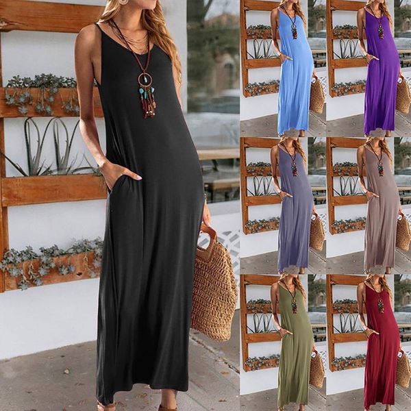 summer spaghetti strap long dress casual fashion pockets solid loose beach ladies women evening party vestidos dresses, Black;gray
summer spaghetti strap long dress casual fashion pockets solid loose beach ladies women evening party vestidos dresses, Black;gray