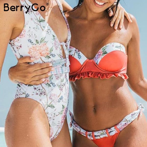 bras sets berrygo two-pieces ruffled women bikini floral print lace up swimwear set push bandage female summer beach bathing suit, Red;black
bras sets berrygo two-pieces ruffled women bikini floral print lace up swimwear set push bandage female summer beach bathing suit, Red;black