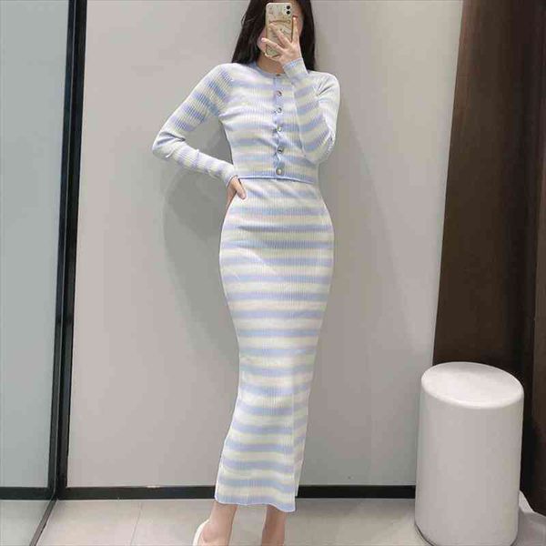 french thin stripe knitted 2 piece set women long sleeve cardigan crop long dress sets fall two piece sweater, Gray
french thin stripe knitted 2 piece set women long sleeve cardigan crop long dress sets fall two piece sweater, Gray