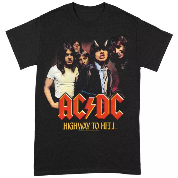 acdc highway to heii group official t-shirt men unisex, White;black