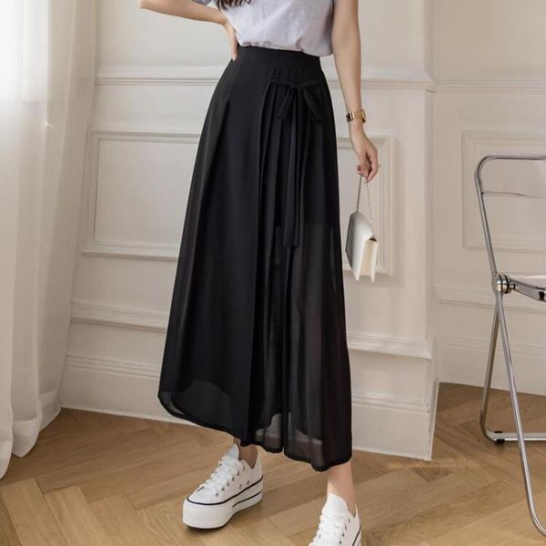 women's pants & capris summer solid color loose wide leg casual high waist lace up pleated chiffon holiday style female leisure trouser, Black;white
women's pants & capris summer solid color loose wide leg casual high waist lace up pleated chiffon holiday style female leisure trouser, Black;white