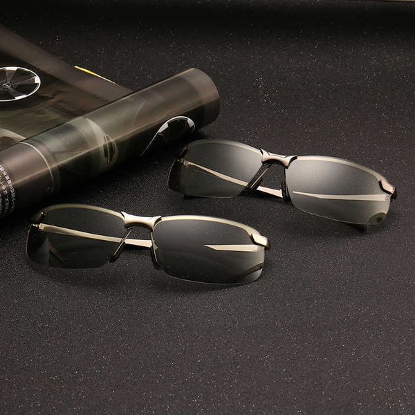 color changing sunglasses women's anti ultraviolet intelligent automatic color men's polarized day and night driving, White;black