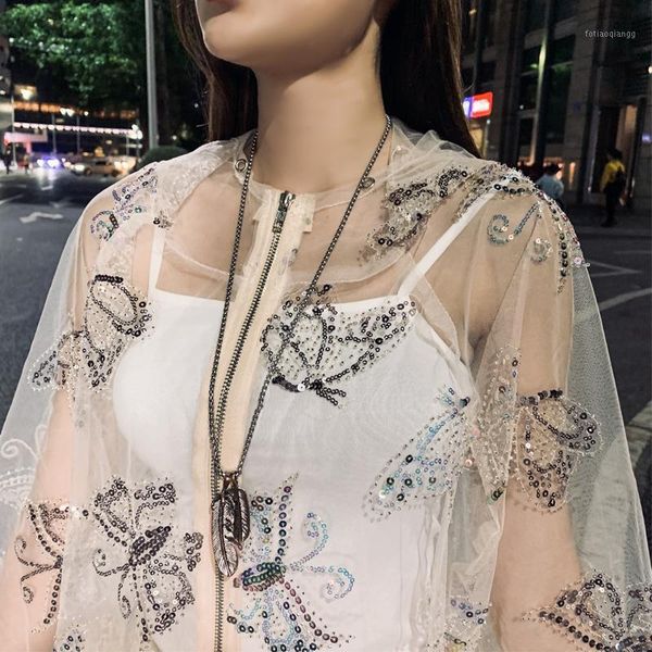 women's jackets hoody women summer transparent mesh hoodies embroidery sequins butterfly jacket coats femme, Black;brown
women's jackets hoody women summer transparent mesh hoodies embroidery sequins butterfly jacket coats femme, Black;brown