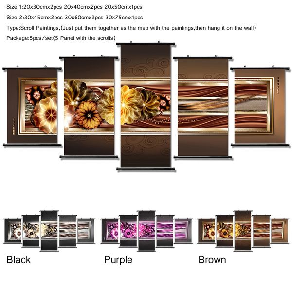 ready to hangfashion wall art canvas scroll painting 5 pieces flower modern home decoration
ready to hangfashion wall art canvas scroll painting 5 pieces flower modern home decoration