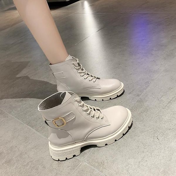 boots black beige women pu leather round toe ankle metal buckle thick sole short botas de mujer
boots black beige women pu leather round toe ankle metal buckle thick sole short botas de mujer