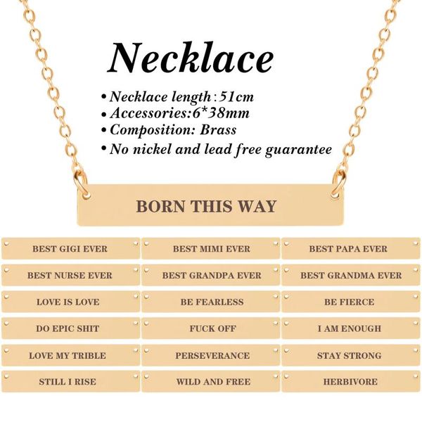 pendant necklaces 2021 personality inspirational engraved horizontal bar clavicle necklace women girl fashion accessories, Silver
pendant necklaces 2021 personality inspirational engraved horizontal bar clavicle necklace women girl fashion accessories, Silver