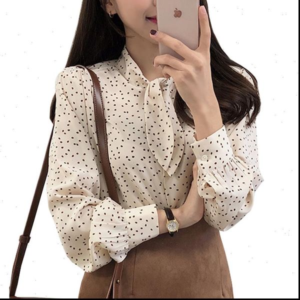 polka dot button black womens shirts vintage autumn vogue long sleeve bow femme, White
polka dot button black womens shirts vintage autumn vogue long sleeve bow femme, White