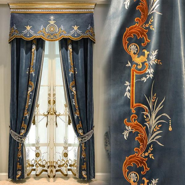 high-end european villa embroidered curtain flannel fabric products customized living room high window & drapes
high-end european villa embroidered curtain flannel fabric products customized living room high window & drapes