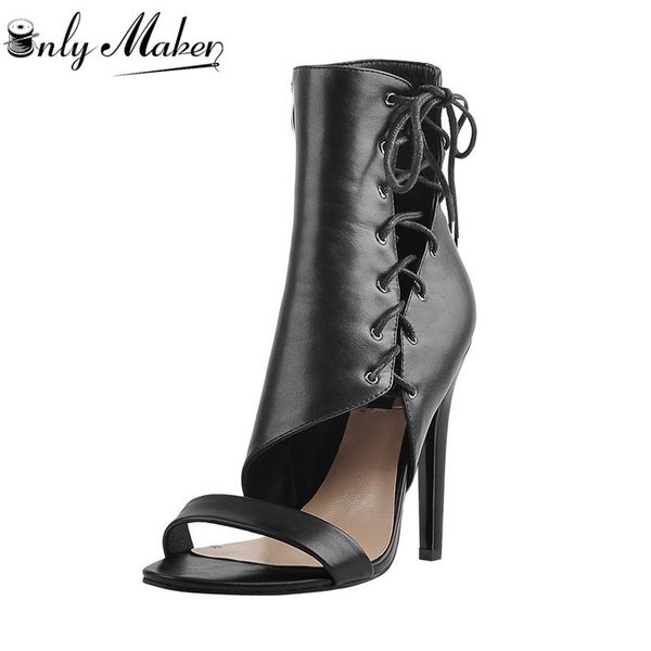 sandals womens 12cm open toe lace up cutout high heel sandal matte balck color side zipper single band shoes for party, Black
sandals womens 12cm open toe lace up cutout high heel sandal matte balck color side zipper single band shoes for party, Black