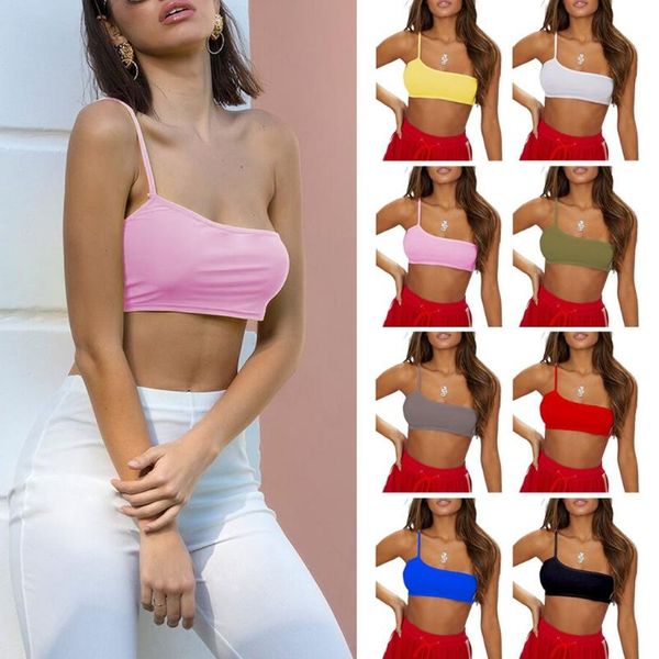 bra crop bustier camisole female tanks womens plain one shoulder strappy stretchy bralet vest women's & camis, White
bra crop bustier camisole female tanks womens plain one shoulder strappy stretchy bralet vest women's & camis, White