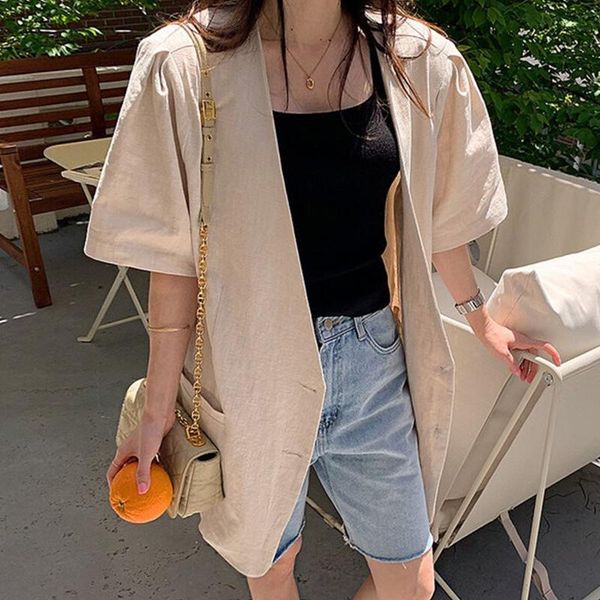 women's suits & blazers korean chic summer niche lazy style v-neck two buttons loose wild double pocket short-sleeved suit jacket women, White;black
women's suits & blazers korean chic summer niche lazy style v-neck two buttons loose wild double pocket short-sleeved suit jacket women, White;black