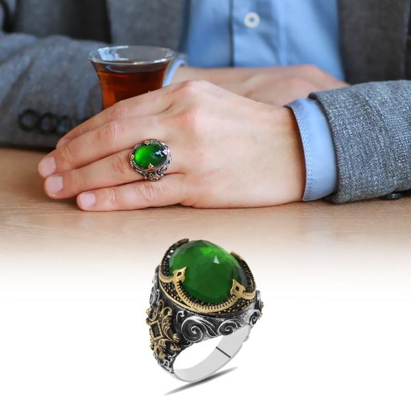 cluster rings tesbihane facet green zircon stone king crown design 925 sterling silver men 's ring, Golden;silver
cluster rings tesbihane facet green zircon stone king crown design 925 sterling silver men 's ring, Golden;silver