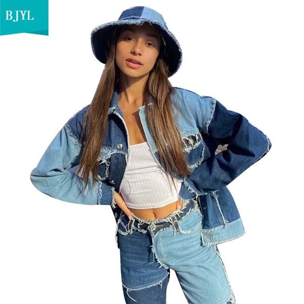 women's patchwork denim coat 2021 spring color block distressed vintage jeans jackets long sleeve button down outwear, Black;brown
women's patchwork denim coat 2021 spring color block distressed vintage jeans jackets long sleeve button down outwear, Black;brown