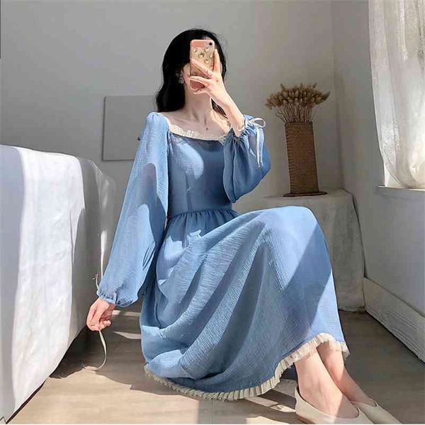 vintage french long dress women solid blue square collar autumn a-line es sleeve maxi lady robe vestidos clothes 210517, Black;gray
vintage french long dress women solid blue square collar autumn a-line es sleeve maxi lady robe vestidos clothes 210517, Black;gray