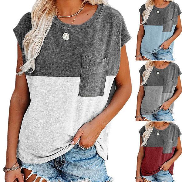 women's t-shirt summer casual cotton loose off printing splicing pocket t-shirts short sleeve blusas pullover oversized clothing, White
women's t-shirt summer casual cotton loose off printing splicing pocket t-shirts short sleeve blusas pullover oversized clothing, White