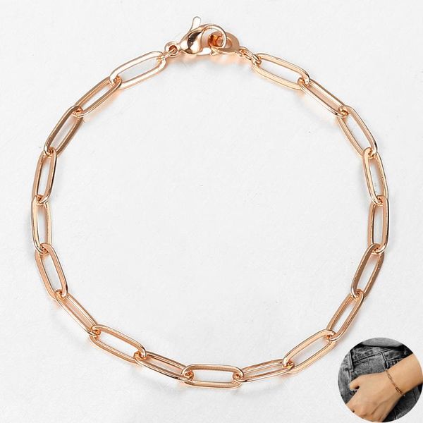 link, chain 4mm womens bracelet 585 rose gold filled paperclip rolo link fashion bohemian jewelry 20cm lcb60, Black
link, chain 4mm womens bracelet 585 rose gold filled paperclip rolo link fashion bohemian jewelry 20cm lcb60, Black