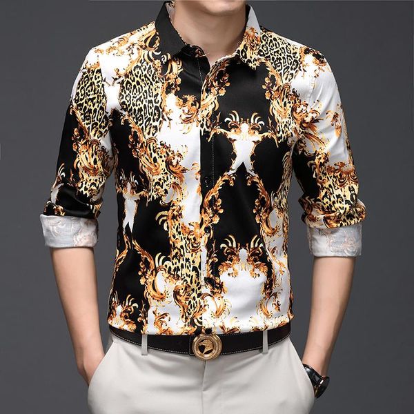 leopard printed shirts mens silk cotton spring autumn flower dress shirt fashion plus size social club party casual men's, White;black
leopard printed shirts mens silk cotton spring autumn flower dress shirt fashion plus size social club party casual men's, White;black