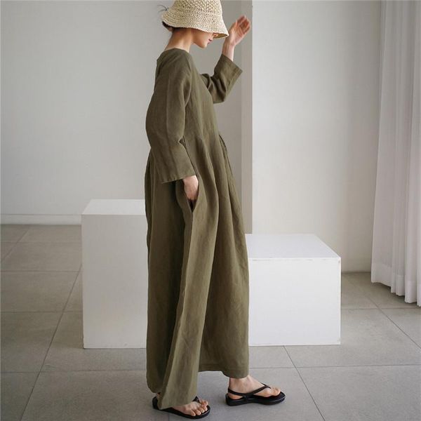 casual dresses loose large size linen dress fashion students round collar bottom shirt long above the knee baby skirt cotton a line, Black;gray
casual dresses loose large size linen dress fashion students round collar bottom shirt long above the knee baby skirt cotton a line, Black;gray