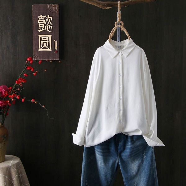 women's blouses & shirts spring autumn korea fashion women long sleeve loose white cotton solid turn-down collar casual femme v222
women's blouses & shirts spring autumn korea fashion women long sleeve loose white cotton solid turn-down collar casual femme v222