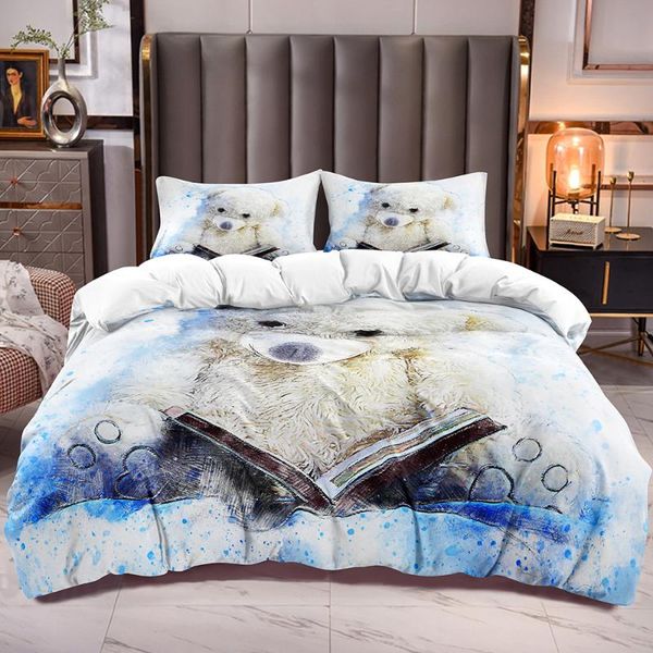 bedding sets bear reading cartoon print duvet cover with blue dye ties boys girls kids quilt
bedding sets bear reading cartoon print duvet cover with blue dye ties boys girls kids quilt