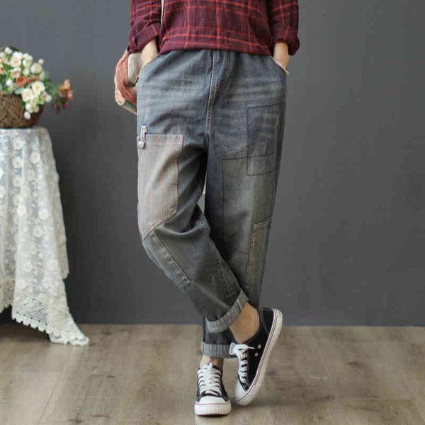 women's jeans high waist spring autumn women harem pants loose casual vintage patchwork denim trousers pantalon femme a96f, Blue
women's jeans high waist spring autumn women harem pants loose casual vintage patchwork denim trousers pantalon femme a96f, Blue