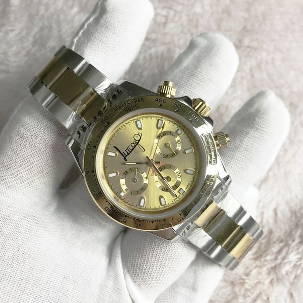mens watch gold dial d-t-n stainless steel sapphire super three small dials luminous needles automatic mechanical watch, Slivery;brown
mens watch gold dial d-t-n stainless steel sapphire super three small dials luminous needles automatic mechanical watch, Slivery;brown