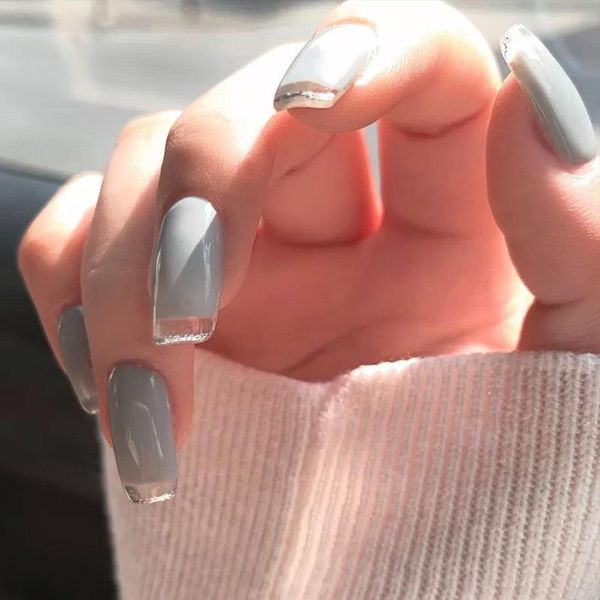 false nails 24pcs fake with glue solid color french style gray nail sequins design for women fa, Red;gold
false nails 24pcs fake with glue solid color french style gray nail sequins design for women fa, Red;gold