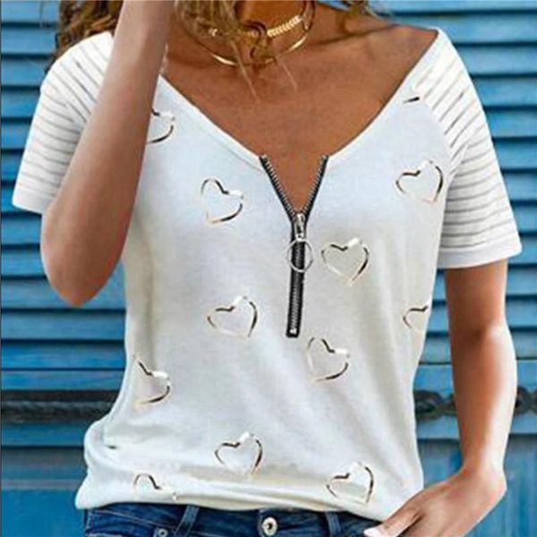 oversized women t-shirts zipper decoration v-neck short-sleeved ladies loose fashion heart-shaped printed female t-shirt women's, White
oversized women t-shirts zipper decoration v-neck short-sleeved ladies loose fashion heart-shaped printed female t-shirt women's, White