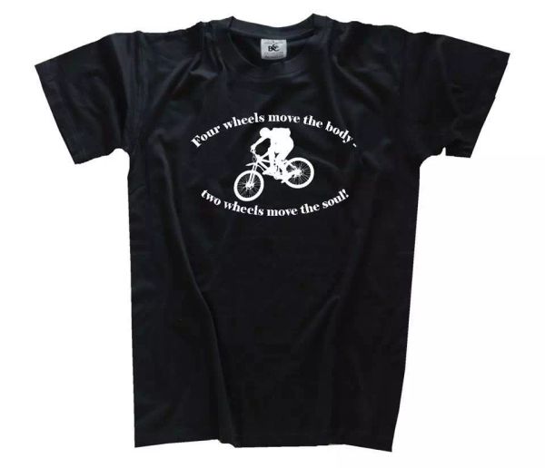two wheels move the soul mountain bike bicycle wheel cyclist bike t-shirt s-xxxl, White;black
two wheels move the soul mountain bike bicycle wheel cyclist bike t-shirt s-xxxl, White;black