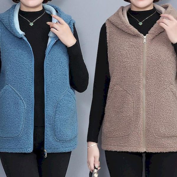 women's vests women winter lamb wool hooded 2021 vest thick warm wtaerproof jacket sleeveless coat female fleece shaggy waistcoat, Black;white
women's vests women winter lamb wool hooded 2021 vest thick warm wtaerproof jacket sleeveless coat female fleece shaggy waistcoat, Black;white
